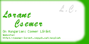 lorant csemer business card