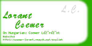 lorant csemer business card